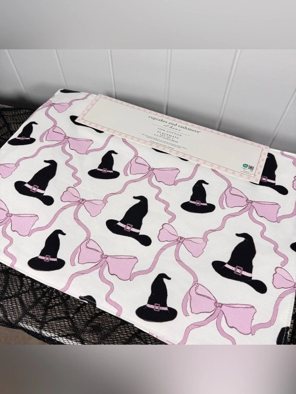 NEW Cupcakes & Cashmere Witch Hat Bow Halloween Placemats